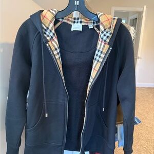 Burberry Black Jacket with Classic Plaid Accents
